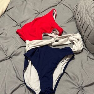 Red, White, and Blue One Piece Swimsuit